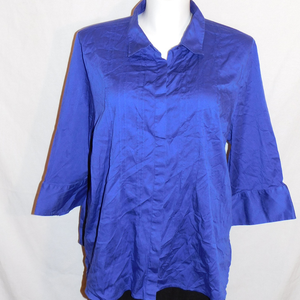 2X Maggie Barnes Purple Pintucked Buttoned Top EUC
